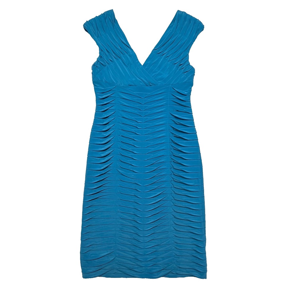 Adrianna Papell Dress Women's Size 10 Teal Origami Tiered Stretch